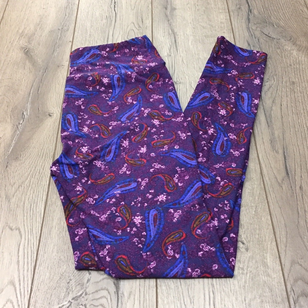 LuLaRoe Paisley Purple Leggings OS One Size